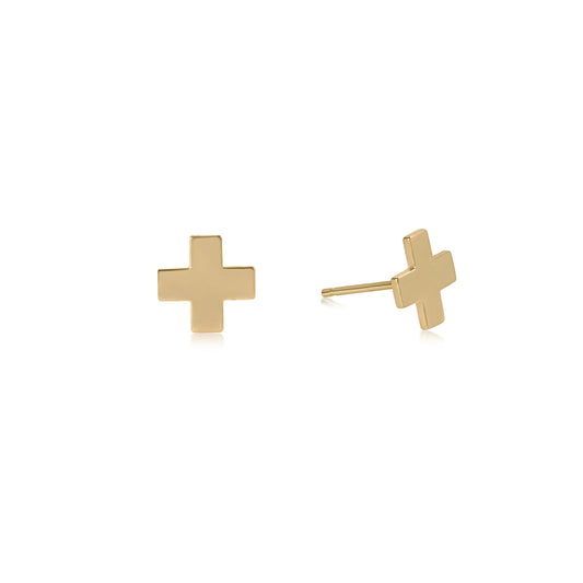 Signature Cross Gold Stud Earrings