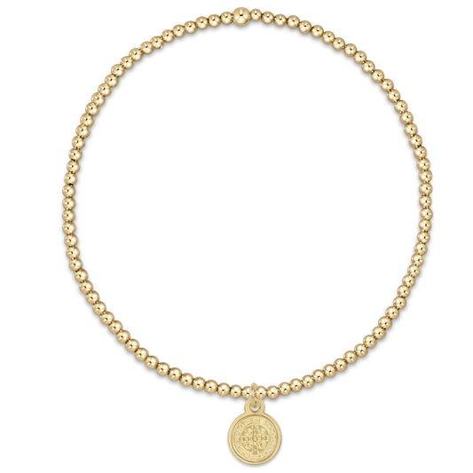 Classic Gold 2mm Bead Bracelet - Blessing Small Gold Charm
