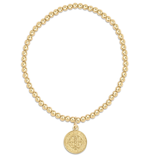 Classic Gold 3mm Bead Bracelet - Blessing Small Gold Charm