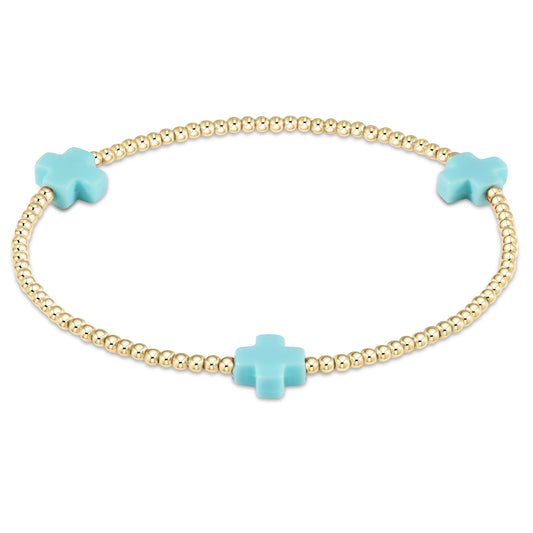 Signature Cross Bead Bracelet 2mm -Turquoise