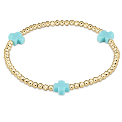 Signature Cross Bead Bracelet 3mm - Turquoise