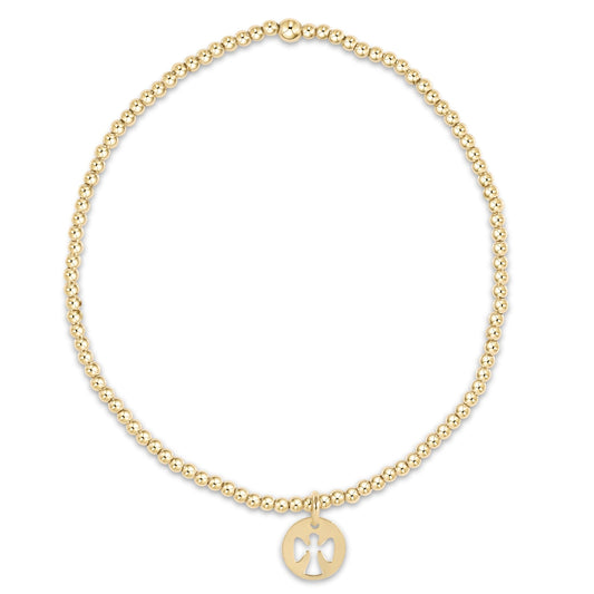 Classic Gold 2mm Bead Bracelet - Guardian Angel Charm