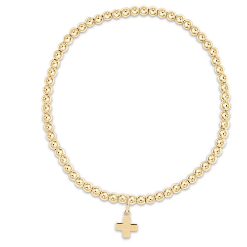 Egirl Gold 3mm Bead Bracelet Small Cross Charm
