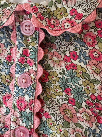 Maggie Pink Flower Button Front Dress