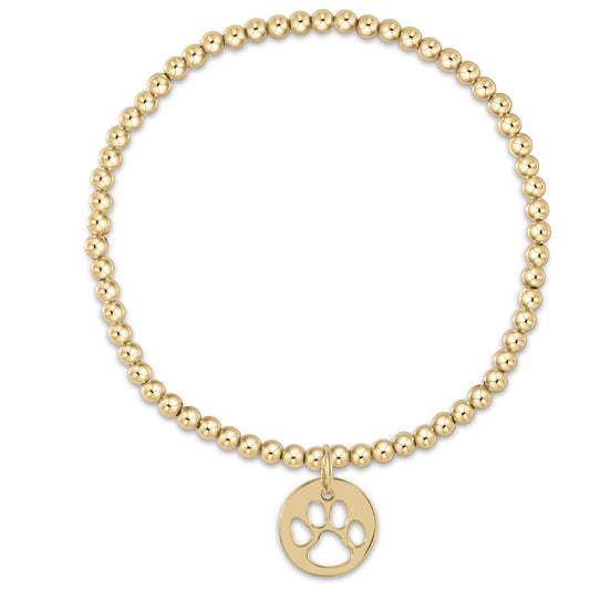 Classic Gold 3MM Bracelet - Paw Print Gold Disc - Extends