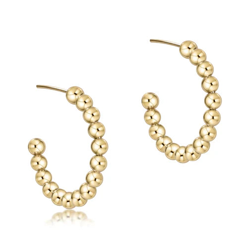 Beaded Classic 1.25" Post Hoop - 3mm Gold