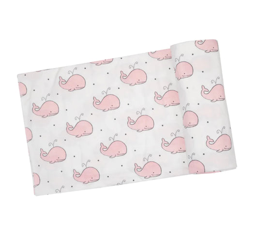 Bubbly Whale Pink Swaddle Blanket