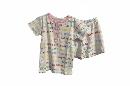 La Luna Girls Happy Birthday Short Set