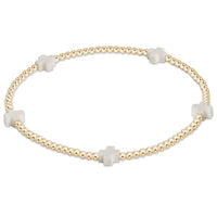 egirl Signature Cross Small Gold Pattern 2mm Bead Bracelet - Off-White