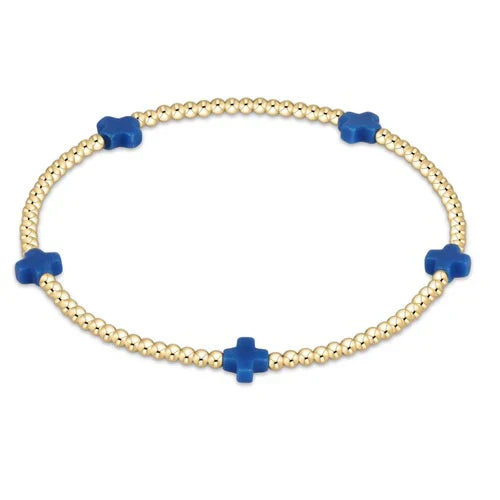 Signature Cross Small 2mm Bead Bracelet - Cobalt