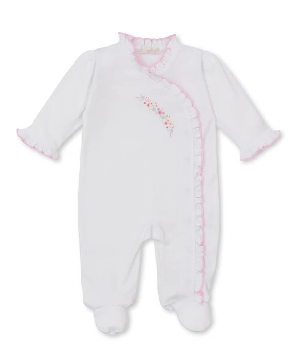 Premier Flowers & Vines White Hand Emb. Footie