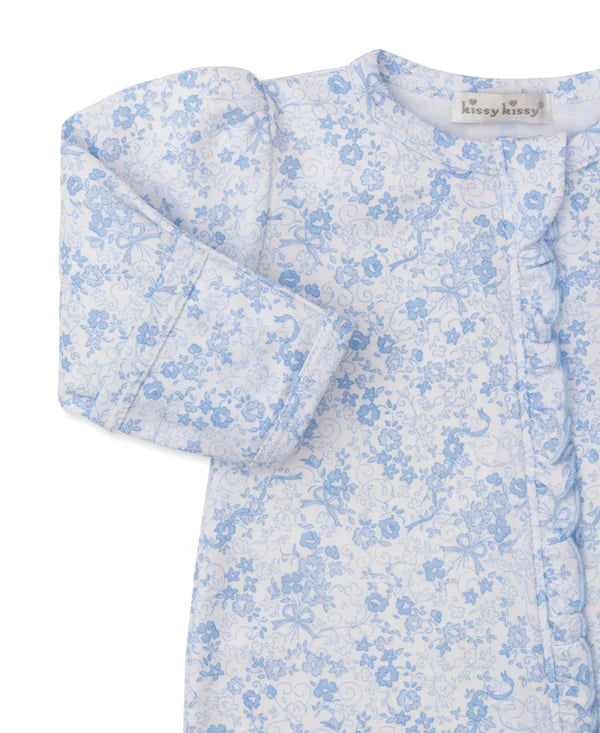 Blue Floral Zip Footie