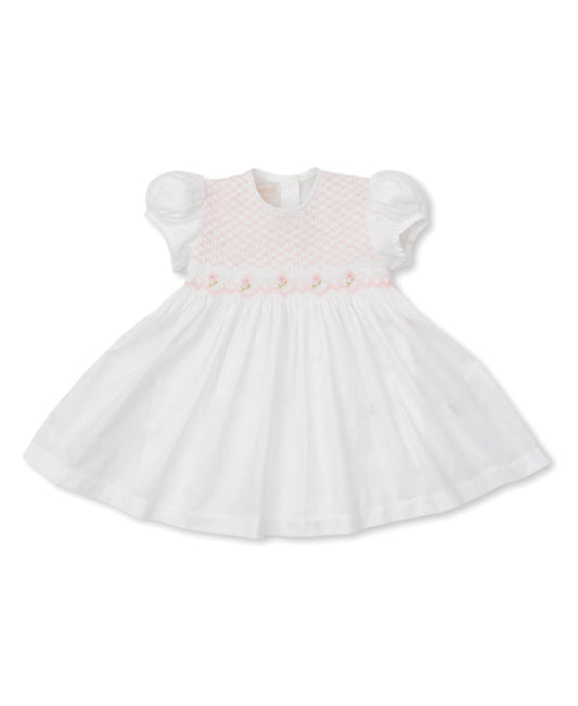 White Hand Smocked Woven Dress
