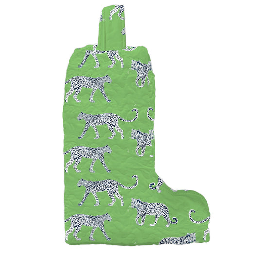 Leilani Leopard Green Quilted Boot Bag