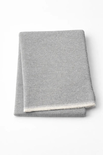 Cotton-Blend Mini Herringbone Throw w/ Fringe