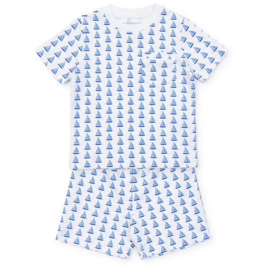 Boys Blue Sailboats Short Set