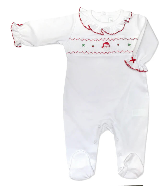 Smocked Santa Girls Footie