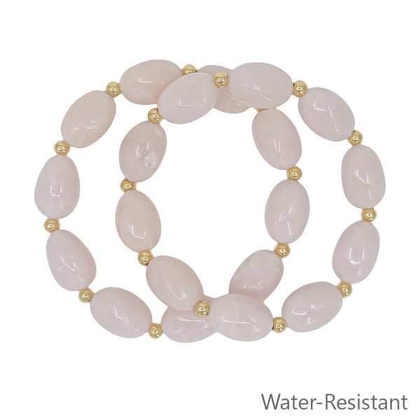 Pink Acrylic Natural Oval Stretch Bracelet