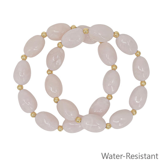 Pink Acrylic Natural Oval Stretch Bracelet