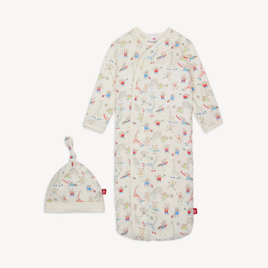 Furry Field Day Sleeper Gown + Hat Set