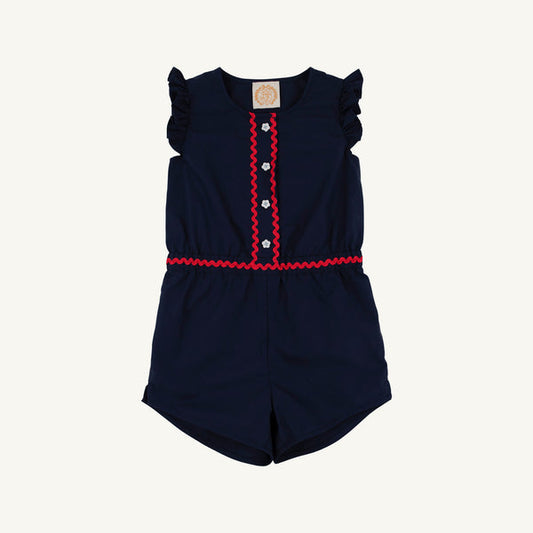 Marion Rose Romper-Navy w/Red