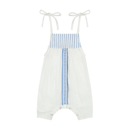 Marley Baby Romper Lapis Blue Embroidery