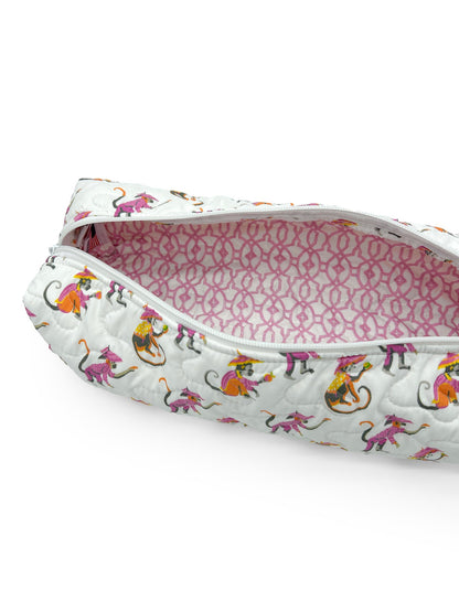 Monkey White Quilted Hot Tools Bag
