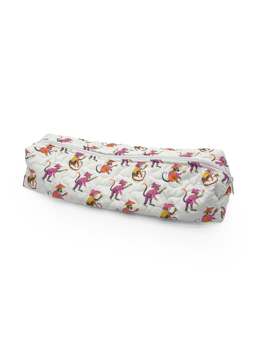 Monkey White Quilted Hot Tools Bag