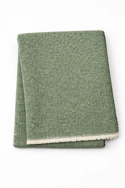 Cotton-Blend Mini Herringbone Throw w/ Fringe