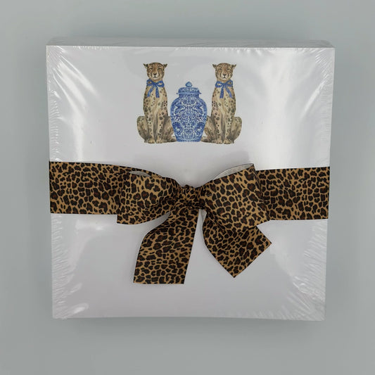 Cheetah and ginger jar w cheetah ribbon