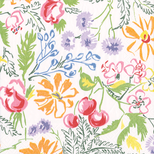 Cerise Floral Napkin / Guest