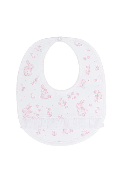 Pink Bunny Toile Bib
