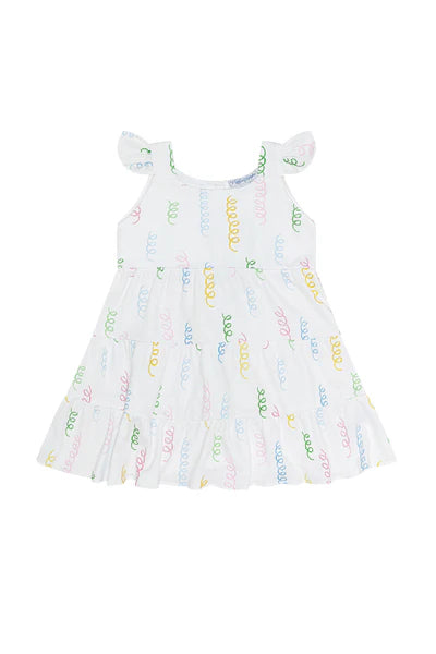 Spirals Print Ruffle Dress