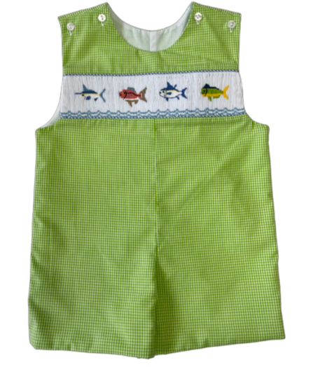 Pete Shortall Shark Smock Green Gingham