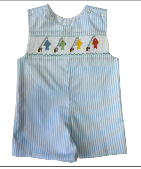 Pete Shortall Blue Smock Fish Stripe