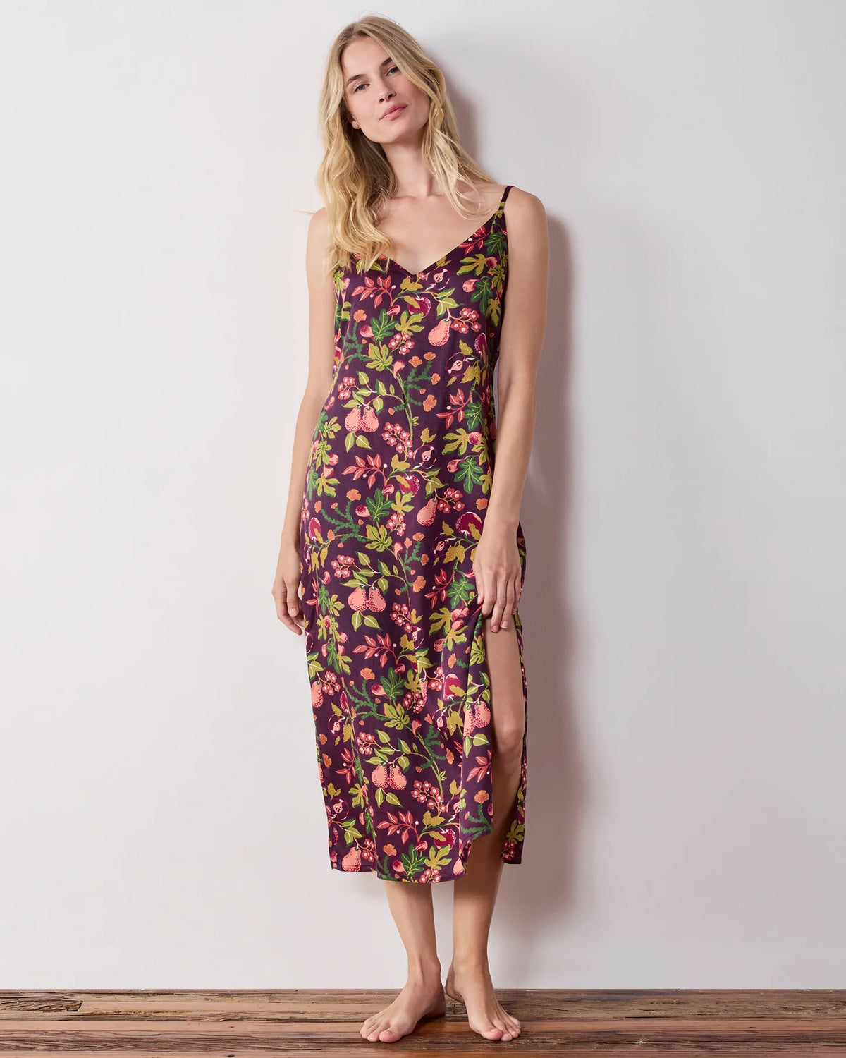 Satin Nightgown in Pomme & Poire - Plum
