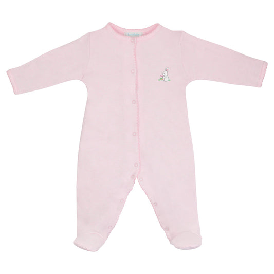 Bunnies Embroidery Pink Footie