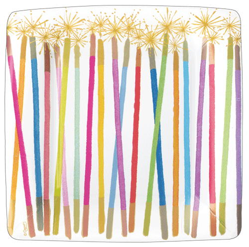 Candles White Multi Square Plate