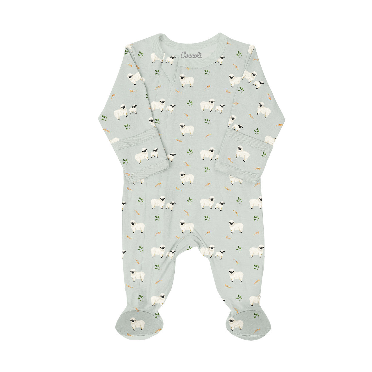 Sheep Cotton-Modal Zipper Footie