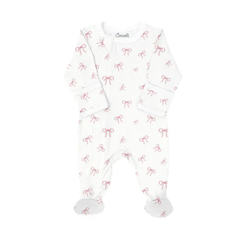 Bows Cotton-Modal Zipper Footie