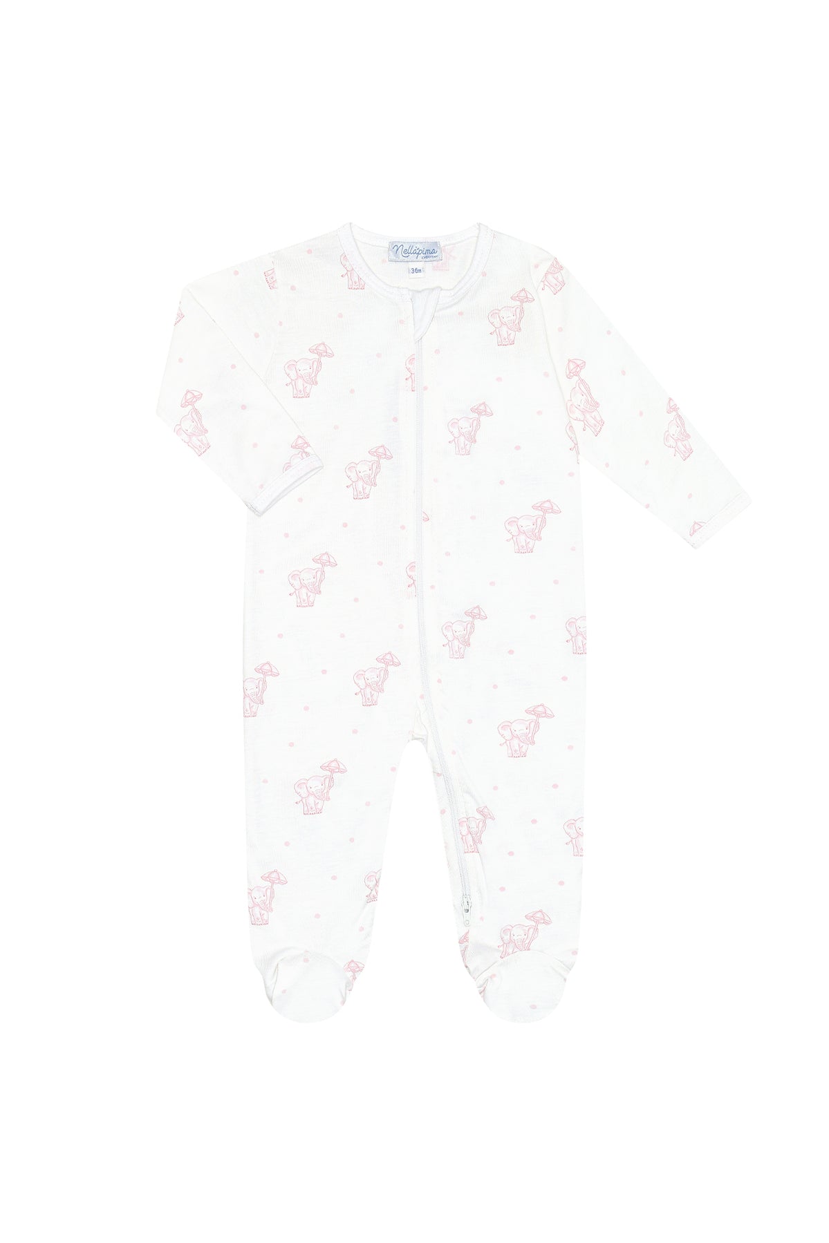 Pink Elephant Zip Footie