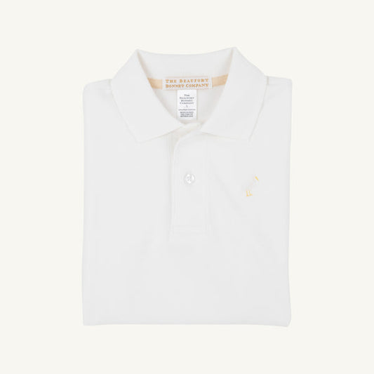 Prim & Proper Polo - Worth Avenue White with Multicolor Stork