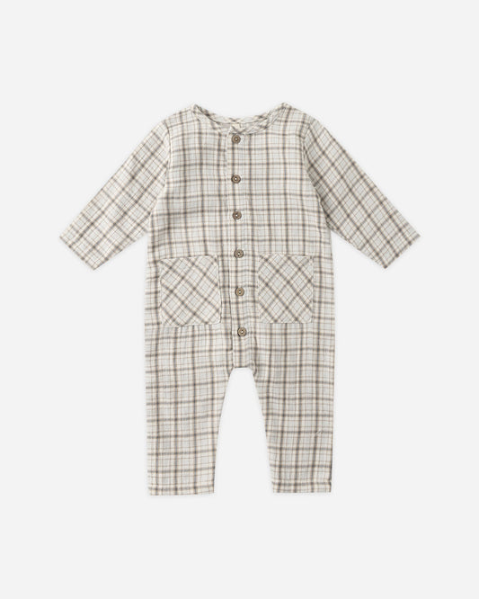 Woven Jumpsuit Blue Plaid
