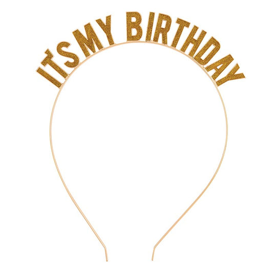 It's My Birthday Gold Headband