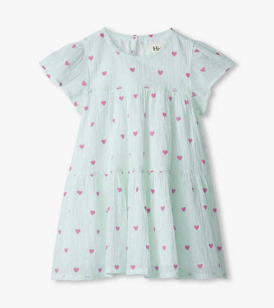 Little Hearts Woven Cake Puff Dress