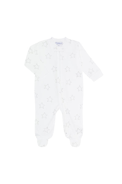 Gray Stars Print Zip Footie