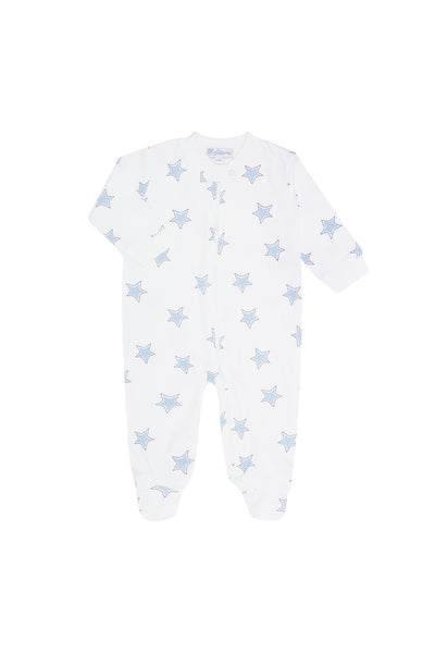 Blue Stars Print Zip Footie