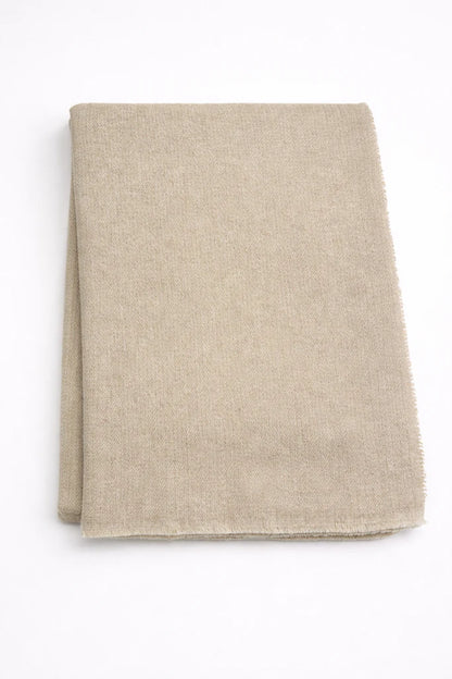 Cotton-Blend Mini Herringbone Throw w/ Fringe