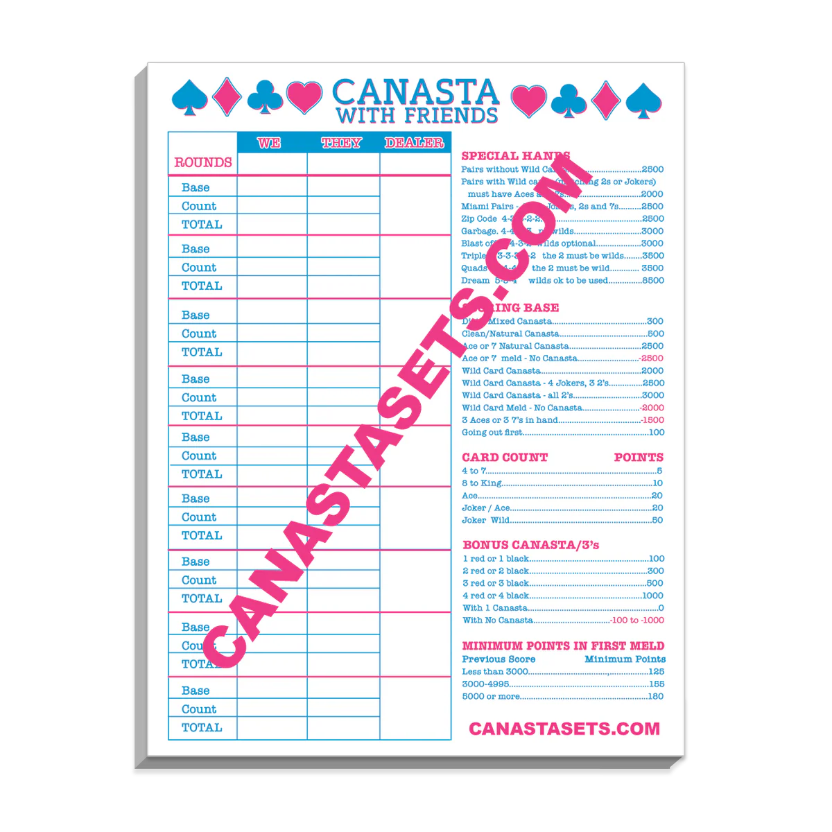 Canasta Score Pad