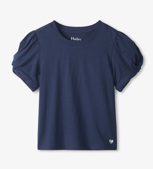 Navy Twisted Sleeve T-Shirt